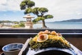 Kawara Soba, Roof Tile Noodle Dish of Yamaguchi, Japan; Outdoor Background Scene