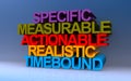 specific measurable actionable realistic timebound on blue Royalty Free Stock Photo