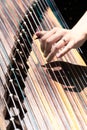 A specific scene when fingers play the guzheng Royalty Free Stock Photo