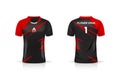 Specification Soccer Sport , Esport Gaming T Shirt Jersey template. mock up uniform . Vector Illustration Royalty Free Stock Photo