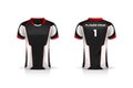 Specification Soccer Sport , Esport Gaming T Shirt Jersey template. mock up uniform . Vector Illustration