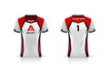 Specification Soccer Sport , Esport Gaming T Shirt Jersey template. mock up uniform . Vector Illustration Royalty Free Stock Photo