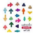 Watercolor arrows pointers set of 20