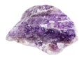 specimen of natural raw amethyst stone cutout Royalty Free Stock Photo