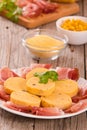 Speck ham and polenta. Royalty Free Stock Photo