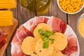Speck ham and polenta. Royalty Free Stock Photo