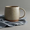 Speckled ceramic mug with a sandy beige color and brown speckles, featuring a Royalty Free Stock Photo