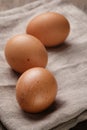 Speckled chicken eggs or old table Royalty Free Stock Photo