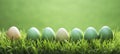 Speckled Easter Eggs in Shades of Green on Grass