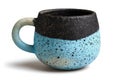 Handmade Ceramic Mug with Blue and Black Speckled Design Royalty Free Stock Photo
