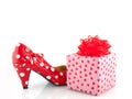 Speckles shoe and present Royalty Free Stock Photo