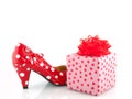 Speckles shoe and present Royalty Free Stock Photo