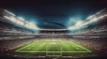 The Spectacle of a Fully Illuminated Football Stadium. Generative AI Royalty Free Stock Photo