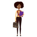 Spectacled African american business woman. Banker.Bespectacled