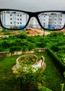 Spectacles and a building