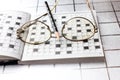 Spectacles, pencil, crossword Royalty Free Stock Photo