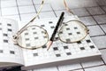 Spectacles, pencil, crossword Royalty Free Stock Photo