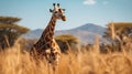 Spectacular 8k Image Of Giraffe Grazing In Tall Grass