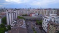 Spectacular aerial top view flight drone. Berlin train station building