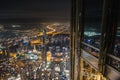 Spectacular aerial view of nighttime cityscape of a big modern city, Dubai, UAE Royalty Free Stock Photo