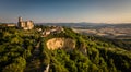 Spectacular aerial view of the old town of Volterra