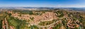 Spectacular aerial view of the old town of Volterra in Tuscany, Italy. Royalty Free Stock Photo