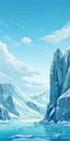 Spectacular Arctic Mountain Cartoon Background With Adventure Theme