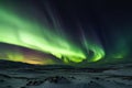 spectacular aurora borealis and australis showing off their full splendour above snow-covered landscape