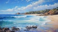 Spectacular Australian Landscape Painting: Waves And Rocks On A Stormy Day