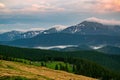 Spectacular autumn evening over mountain meadow. Chornohora mountain range, Carpathian Mountains, Ukraine Royalty Free Stock Photo