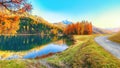 Spectacular autumn view of Champfer lake