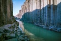 Spectacular basaltic columns and river canyon in Iceland Royalty Free Stock Photo