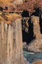 Spectacular basaltic columns and viewpoint on top Royalty Free Stock Photo