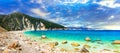 spectacular beaches of Greece - Myrtos in Kefalonia. Ionian islands Royalty Free Stock Photo