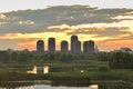 Panorama at sunset in the Vacaresti Delta from Bucharest Royalty Free Stock Photo