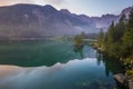 Spectacular, beautiful sunrise over Lake Laghi di Fusine Royalty Free Stock Photo