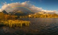 Spectacular, beautiful sunrise over Mountain Lake