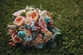 Spectacular bouquet of multicolored flowers for your special wedding day