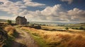 Spectacular British Landscapes Grassy Terrain Near Farmhouse In Yorkshire