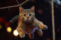 Spectacular cats Flying Trapeze daring cats aerial act where acrobats soar Generative AI Royalty Free Stock Photo