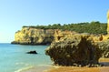 Spectacular cliffs on Senhora Da Rocha Nova Beach Royalty Free Stock Photo