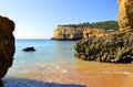 Spectacular cliffs on Senhora Da Rocha Nova Beach Royalty Free Stock Photo