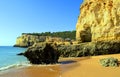 Spectacular cliffs on Senhora Da Rocha Nova Beach Royalty Free Stock Photo