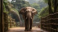 Spectacular Closeup: Harpia Harpyja Elephant Walking In Brazilian Zoo