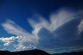 Cloud formation over the Marlborough Sounds, New Zealand Royalty Free Stock Photo