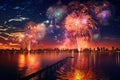 Spectacular Colorful fireworks. Generate Ai