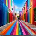 Spectacular Colorful Paint On An Empty Street: A Playful Textile Installation