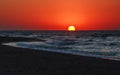 Spectacular colorful sky clouds sunset in summer on sea coast Royalty Free Stock Photo