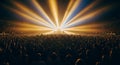 Spectacular concert stage lighting effects with vibrant rays of light illuminating a crowd Royalty Free Stock Photo
