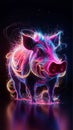 A spectacular 3D image of a laser-exploded hologram featuring a vibrant and artistic hog.